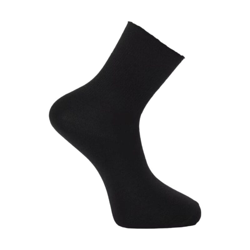 Medical Ullstrumpor utan Resår - Sock Store Black medical sock without elastic band for comfort and support.