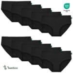 Black bamboo briefs for men, low mid-rise design, soft and breathable fabric, pack of five.