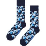 Vågor sockor med havsdesign, perfekt för strand och sommar.
